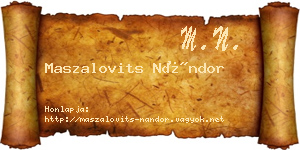 Maszalovits Nándor névjegykártya